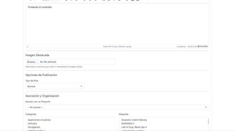Prueba de publicación de hoy